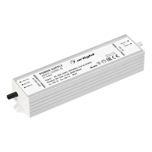 Блок питания arpv-24080-b (24V, 3.3A, 80W) (arlight, IP67 металл, 3 года) 020007