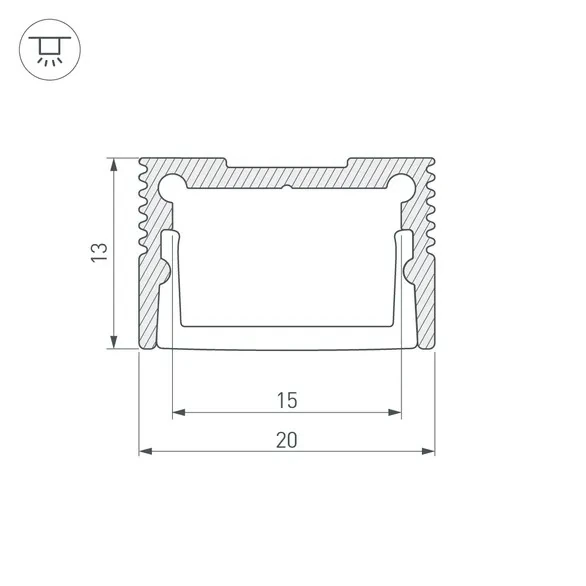 Профиль SL-SLIM20-H13-2000 ANOD (arlight, алюминий) 023721