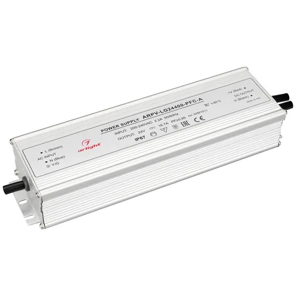 026810(1) блок питания ARPV-LG24400-PFC-A (24V, 16.7A, 400W) (arlight, IP67 металл, 5 лет)