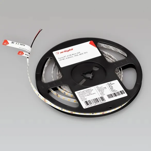 027936(2) светодиодная лента RT-A120-8MM 24V WARM3000 CRI98 (9.6W/M, IP20, 2835, 5M) (arlight, открытый) 027936(2)