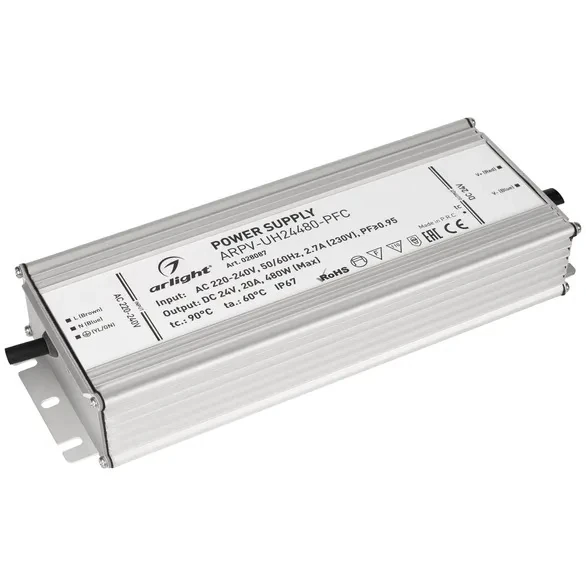 028087 блок питания ARPV-UH24480-PFC (24V, 20A, 480W) (arlight, IP67 металл, 7 лет)