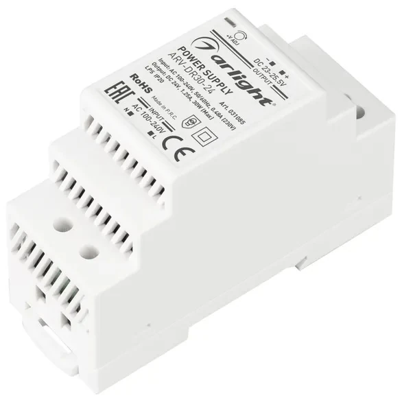 031085 блок питания ARV-DR30-24 (24V, 1.25A, 30W) (arlight, IP20 din-рейка)