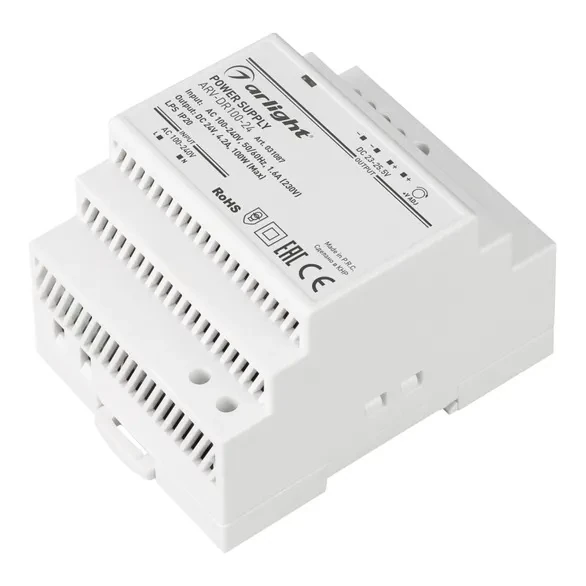031087 блок питания ARV-DR100-24 (24V, 4.2A, 100W) (arlight, IP20 din-рейка)