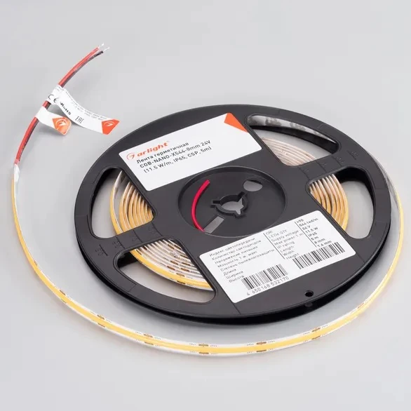 031904(2) светодиодная лента герметичная COB-NANO-X544-8MM 24V WARM3000 (11.5W/M, IP65, csp, 5M) (arlight, -)