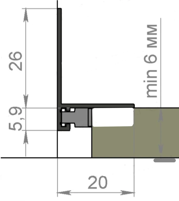 Art-micro l микроплинтус щелевой 26*20*6*2000 мм черный мат. анод. (r)