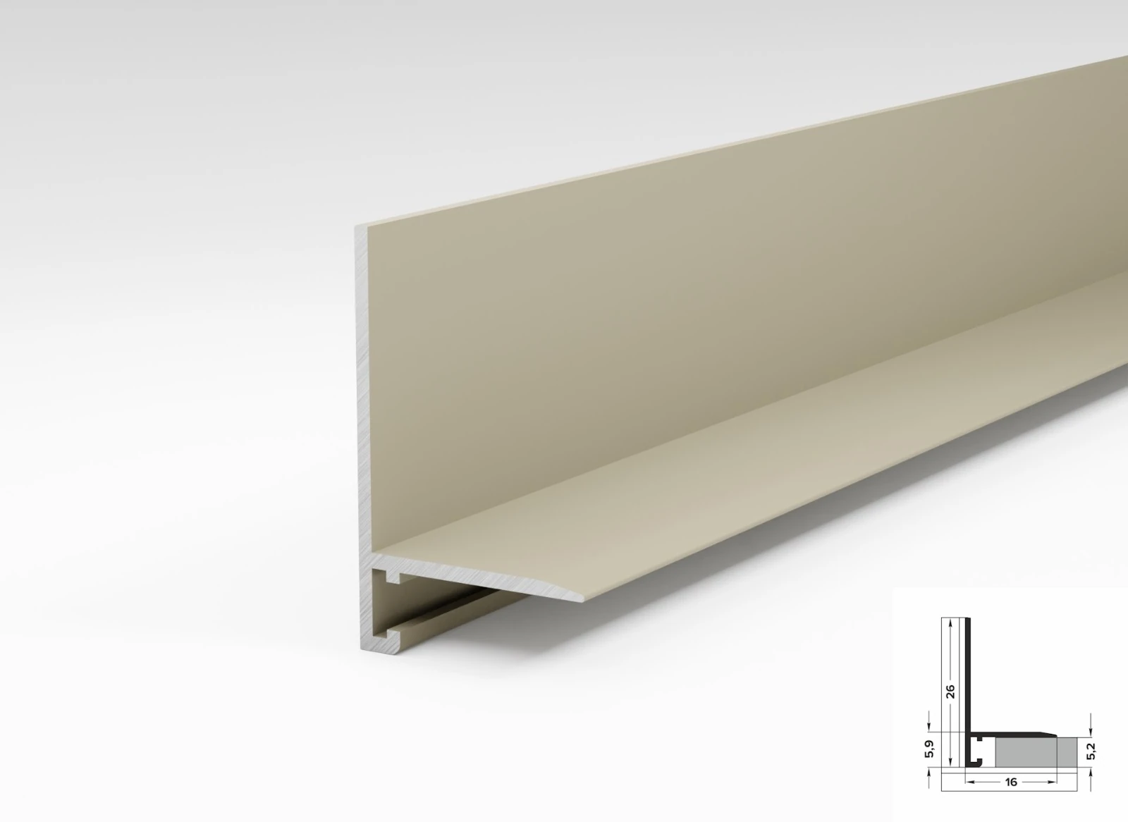 Art-micro l BEVELED микроплинтус щелевой 26*6*16*2000 мм шампань