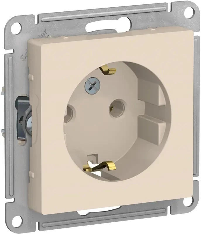 ATN000243 розетка электрическая SYSTEME atlasdesign бежевая с заземлением