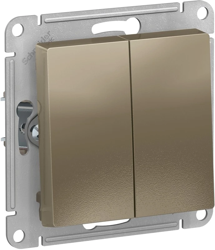 ATN000551 выключатель atlasdesign шампань 2 клавиши