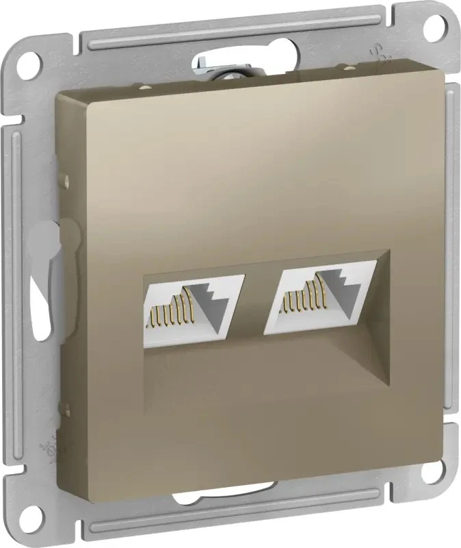 ATN000585 розетка информационная двойная atlasdesign шампань кат. 5E 1 гбит