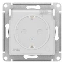 Влагозащищенная розетка электрическая IP44 со шторками с откидной крышкой SYSTEME ATLAS DESIGN (белый) на винтовых зажимах ATN440146