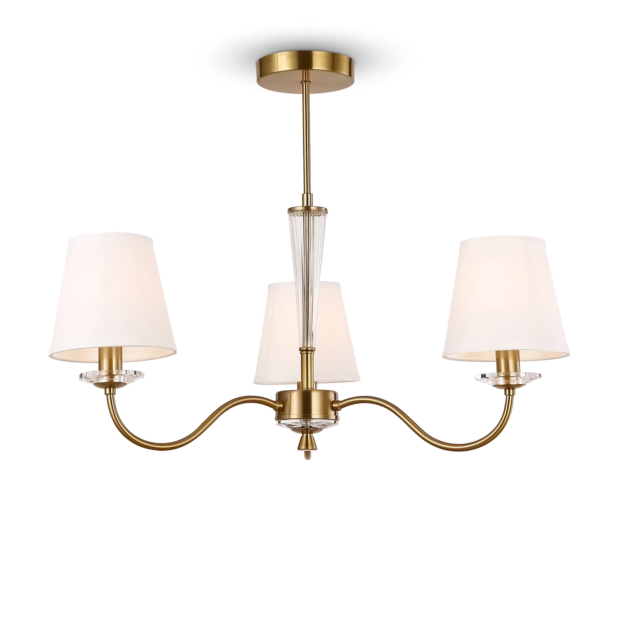 FR2027PL-03BS люстра CLASSIC 0K IP 20 металл, текстиль на пвх E14 латунь белый 40вт