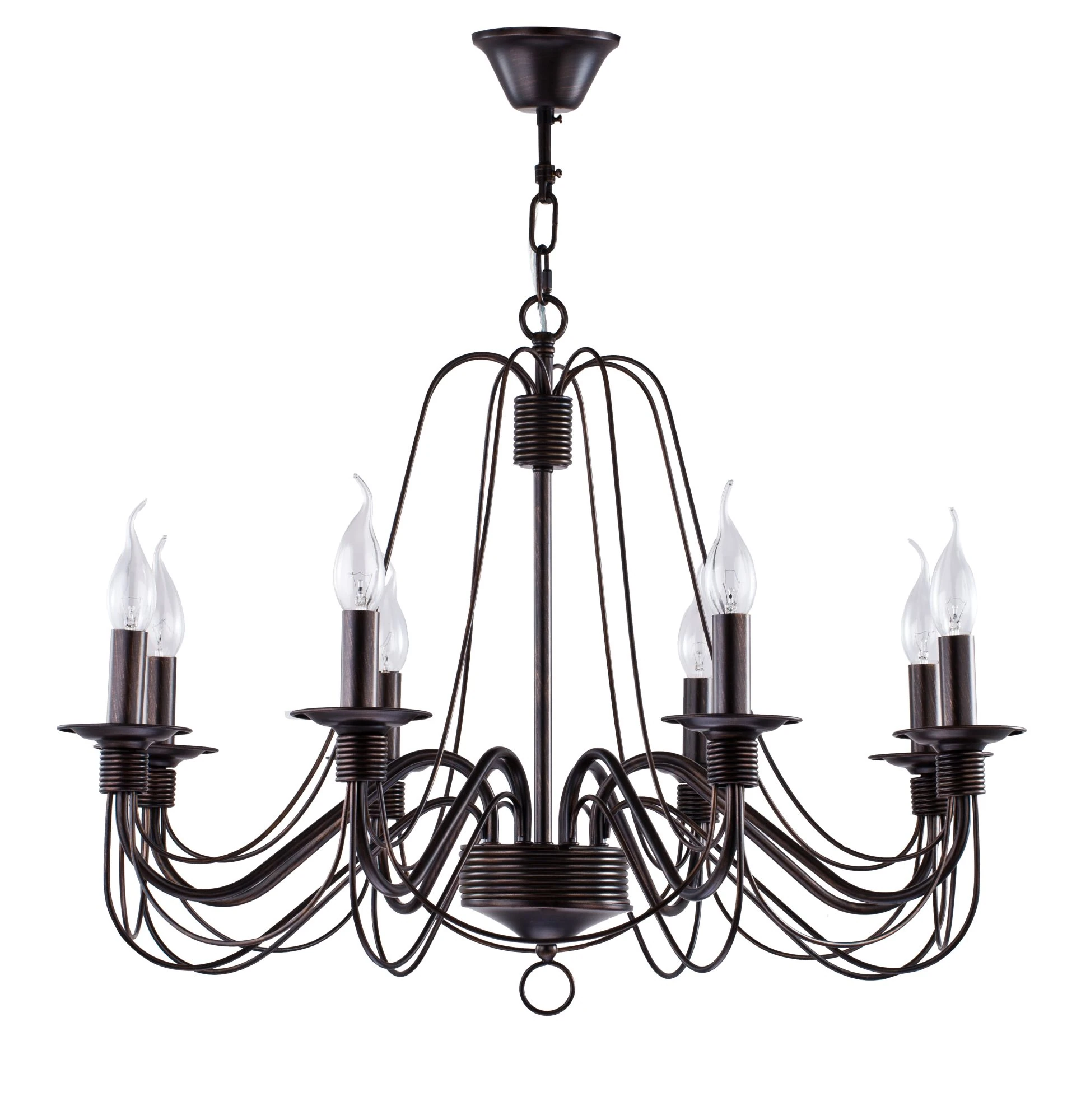 FR2046-PL-08-BR люстра CLASSIC 0K IP 20 металл E14 коричневый прозрачный 60вт