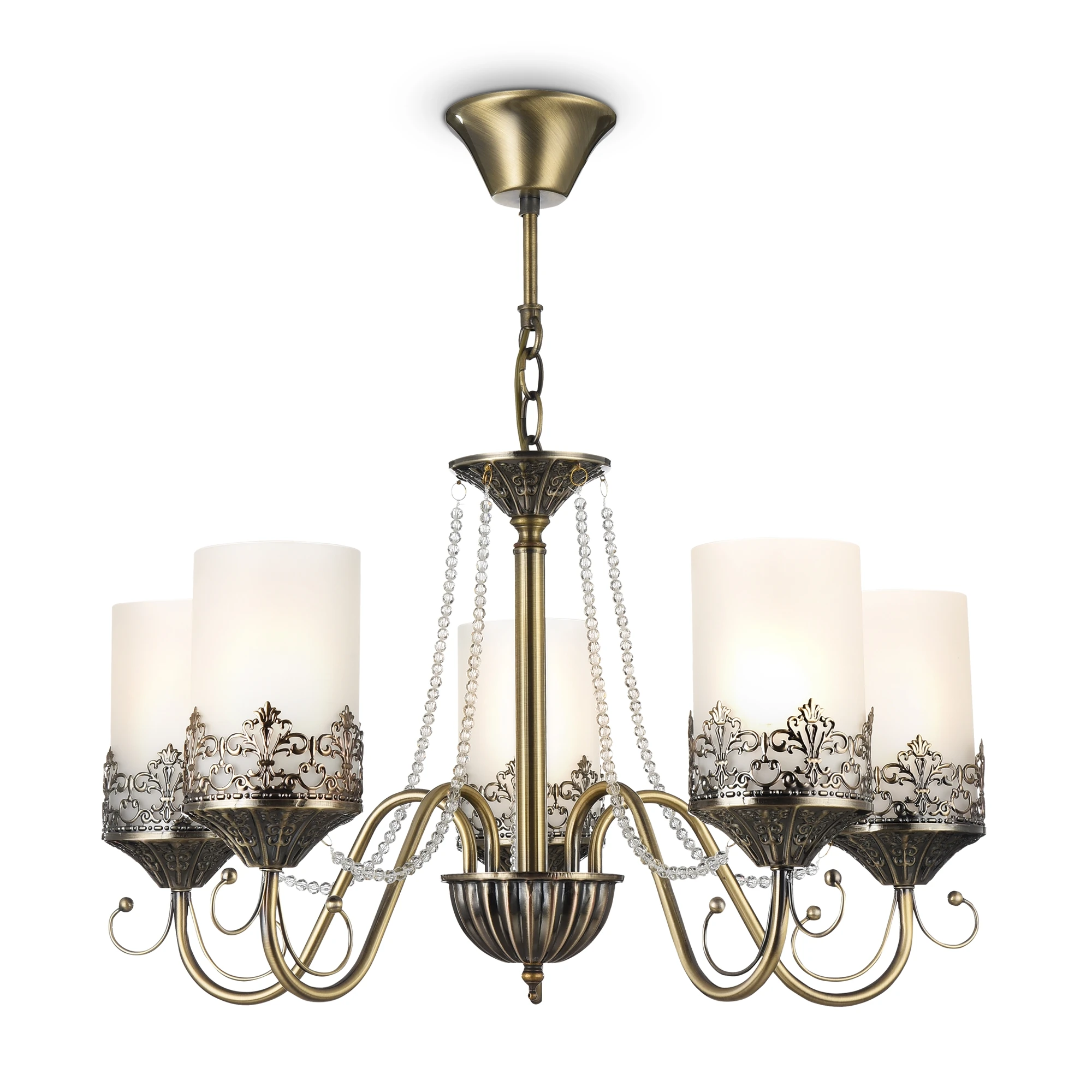 FR2563-PL-05-BZ люстра CLASSIC 0K IP 20 металл, стекло и металл E14 бронза белый 60вт