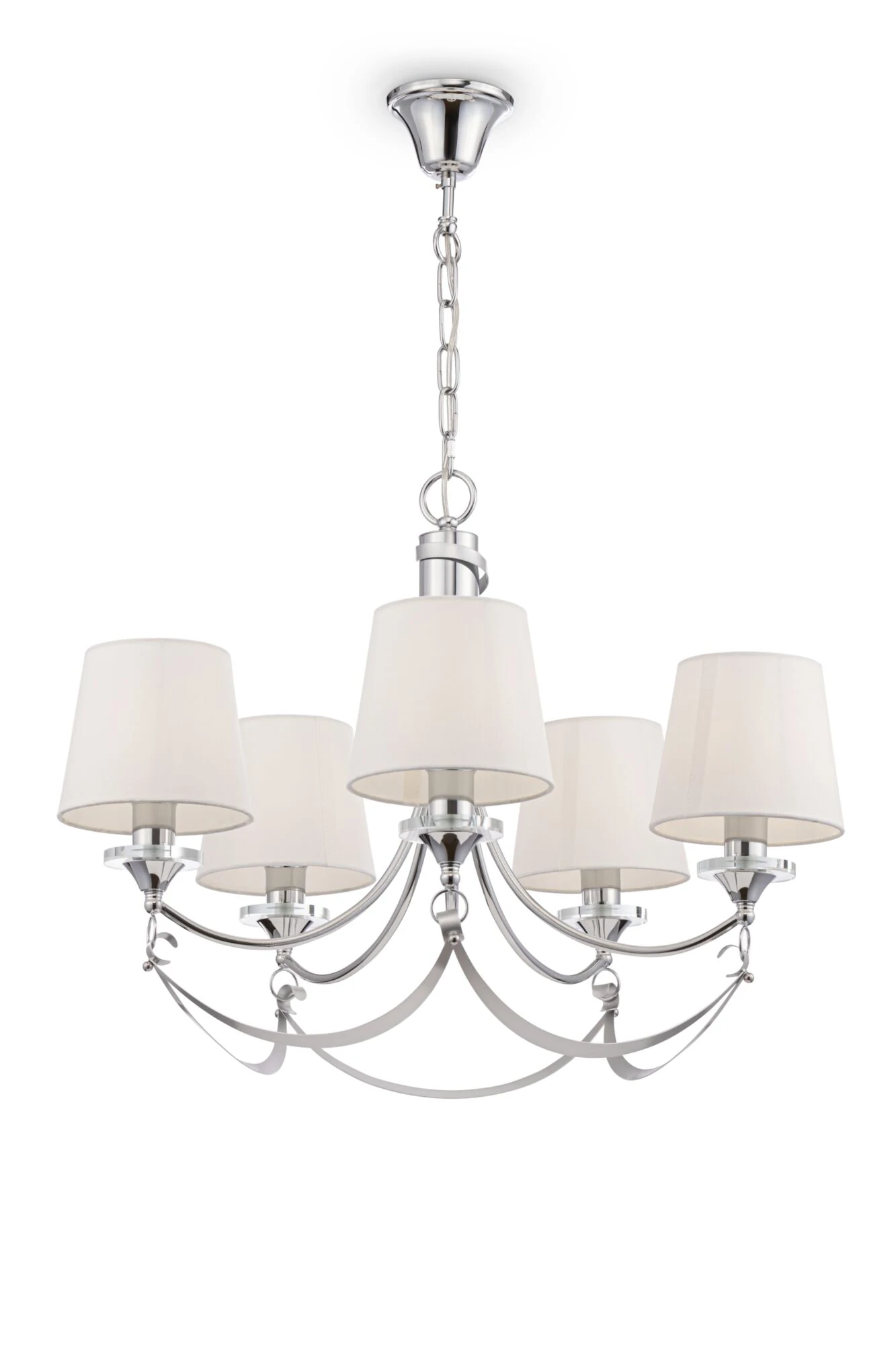 FR5081PL-05CH люстра MODERN 0K IP 20 металл, текстиль на пвх E14 хром белый 40вт