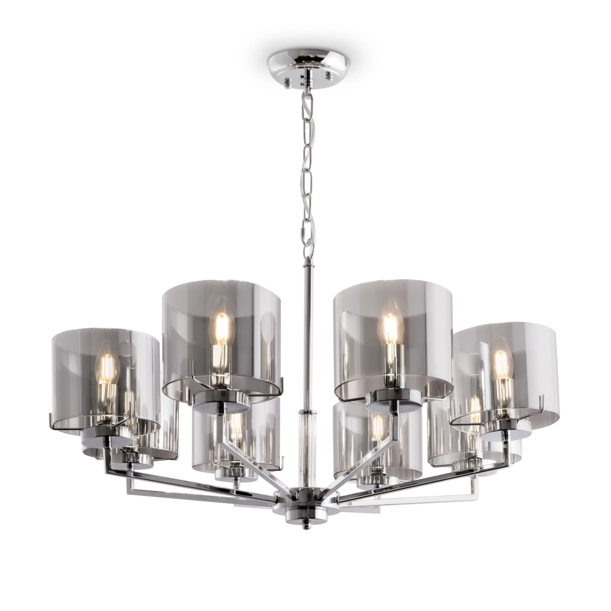 FR5096PL-08CH люстра MODERN 0K IP 20 металл, стекло E14 хром дымчатый 40вт