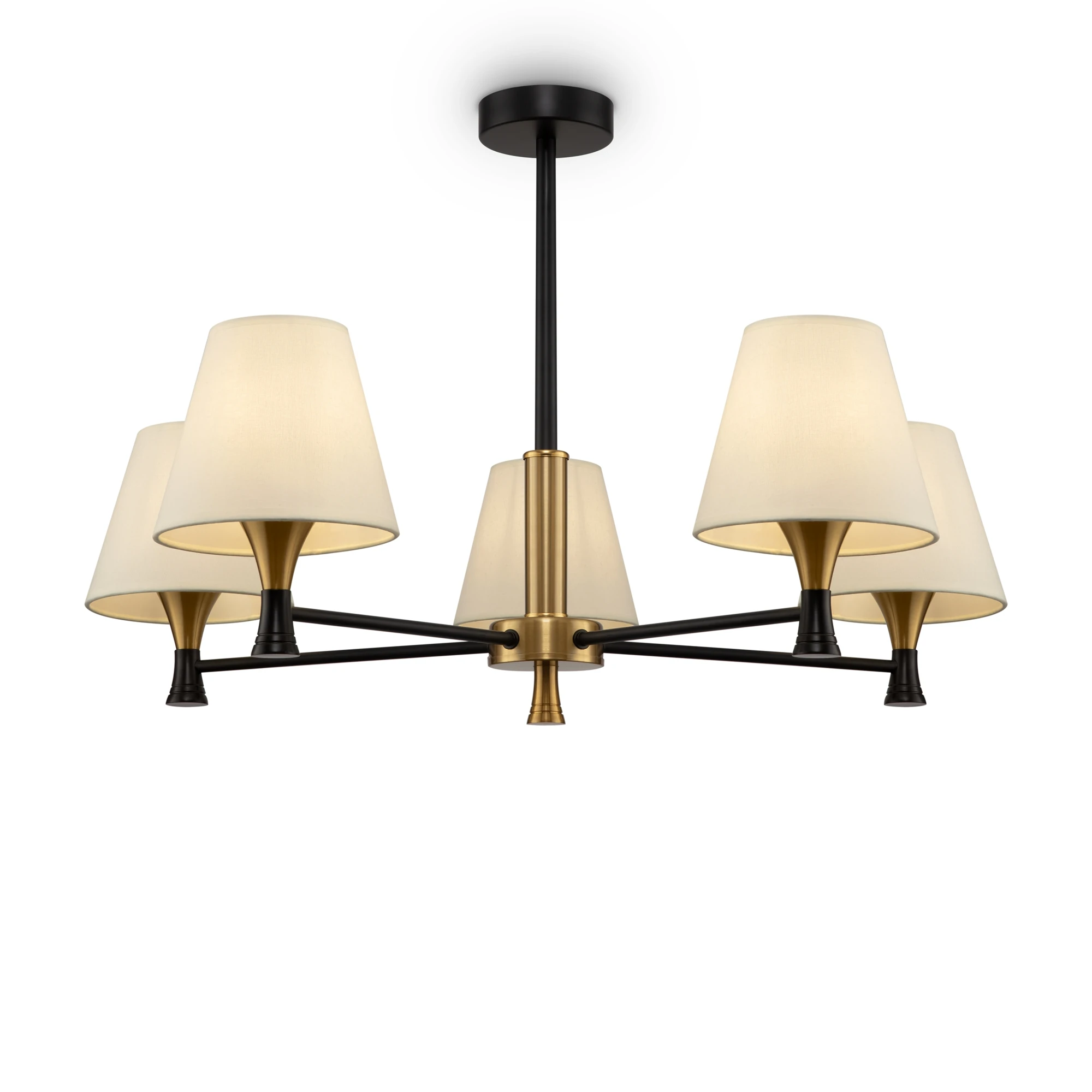 FR5098PL-05BBS люстра MODERN 0K IP 20 металл, текстиль E14 черный и латунь бежевый 40вт