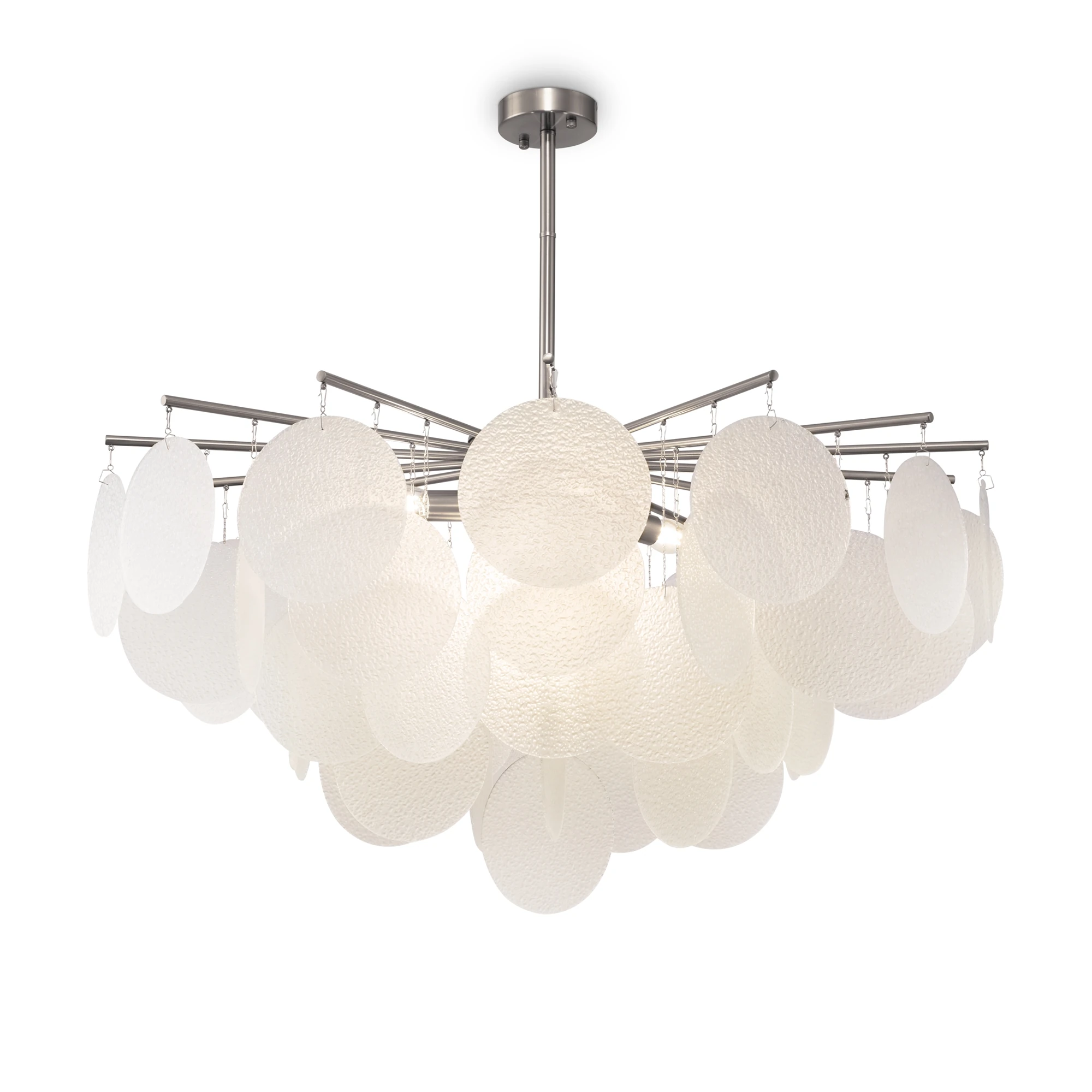 FR5104PL-08N люстра MODERN 0K 24° IP 20 металл, стекло E14 никель матовый белый 60вт