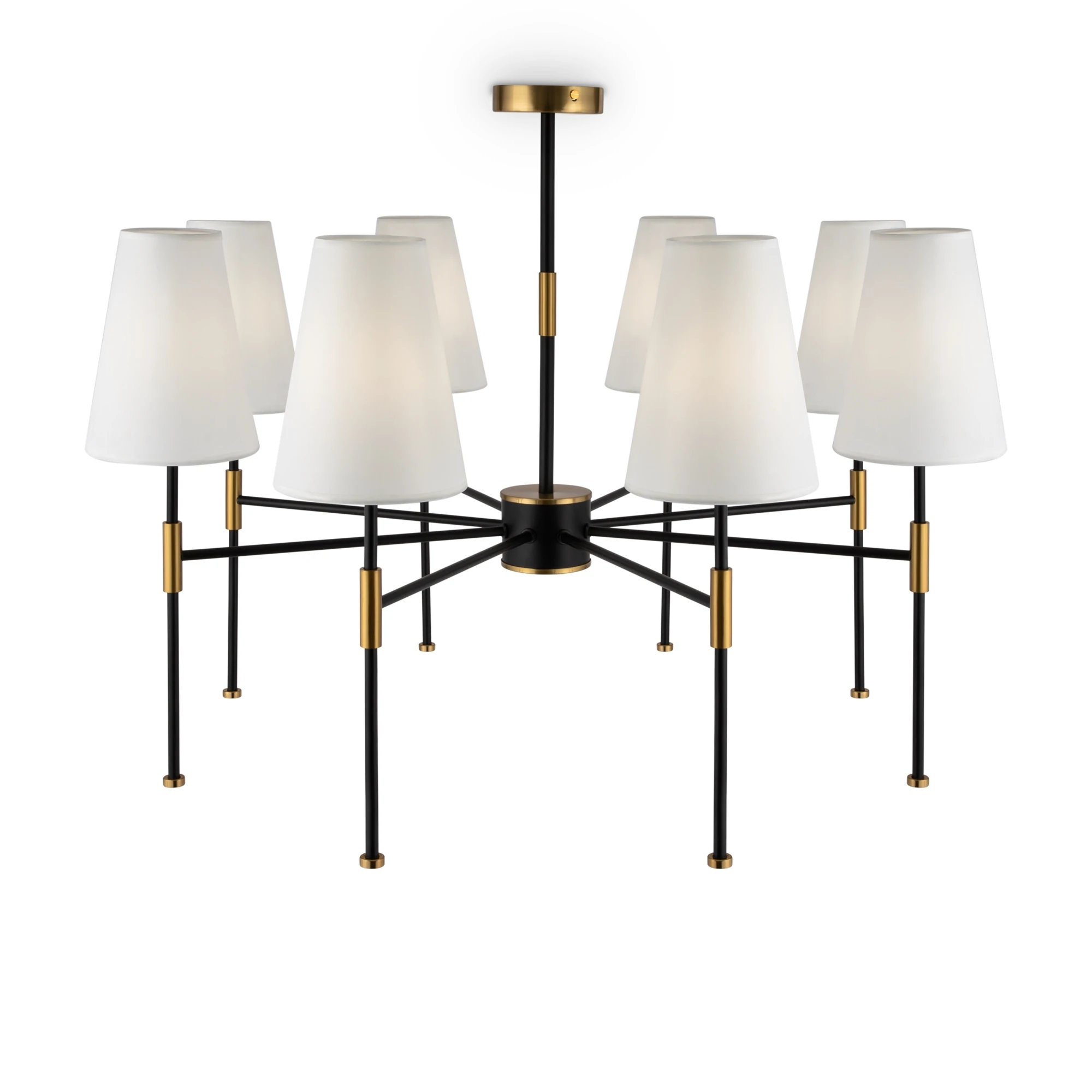 FR5196PL-08BBS люстра MODERN 0K IP 20 металл, текстиль на пвх E14 черный и латунь белый 40вт