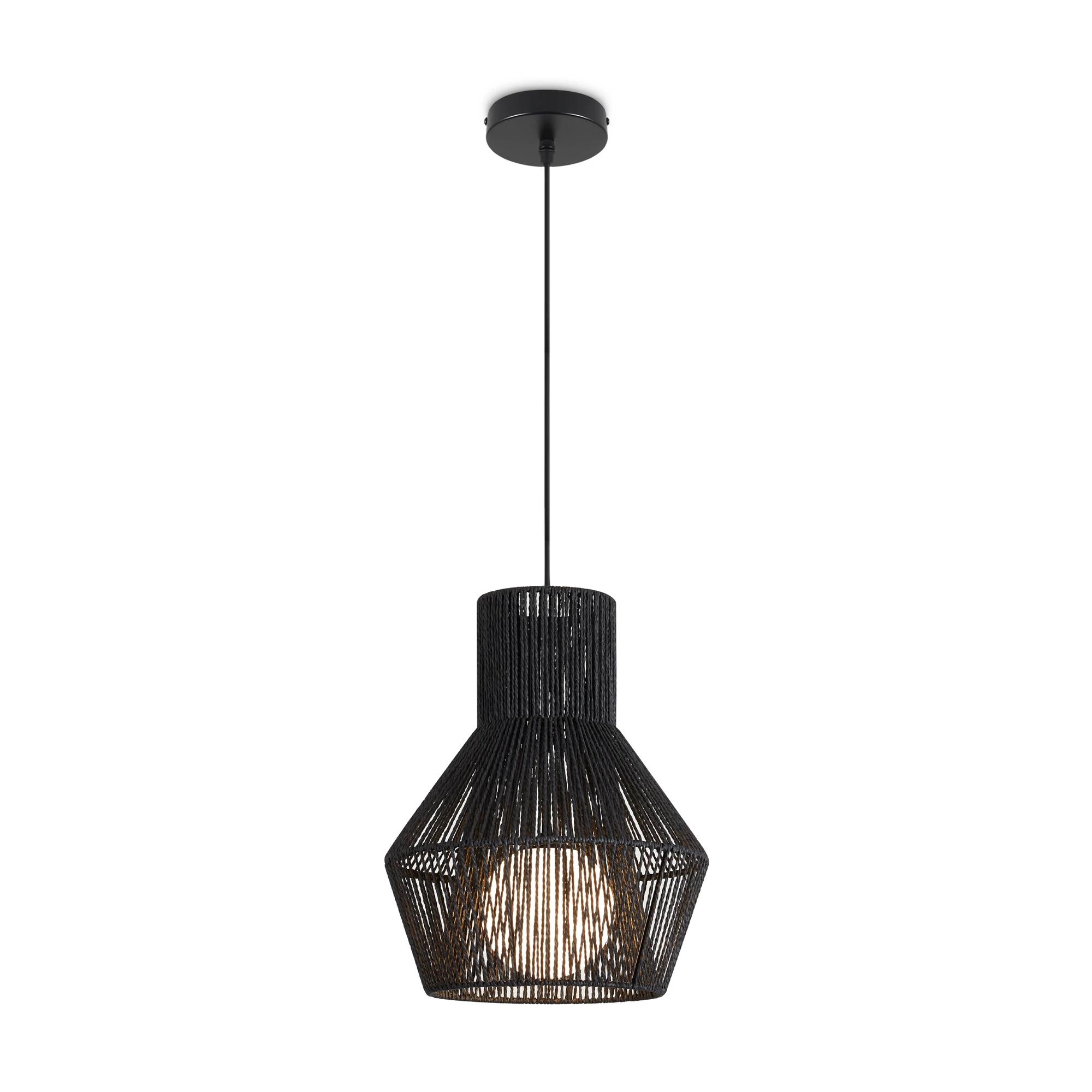 FR5405PL-01B подвесной светильник MODERN 0K IP 20 металл, бумажная веревка E14 черный 40вт