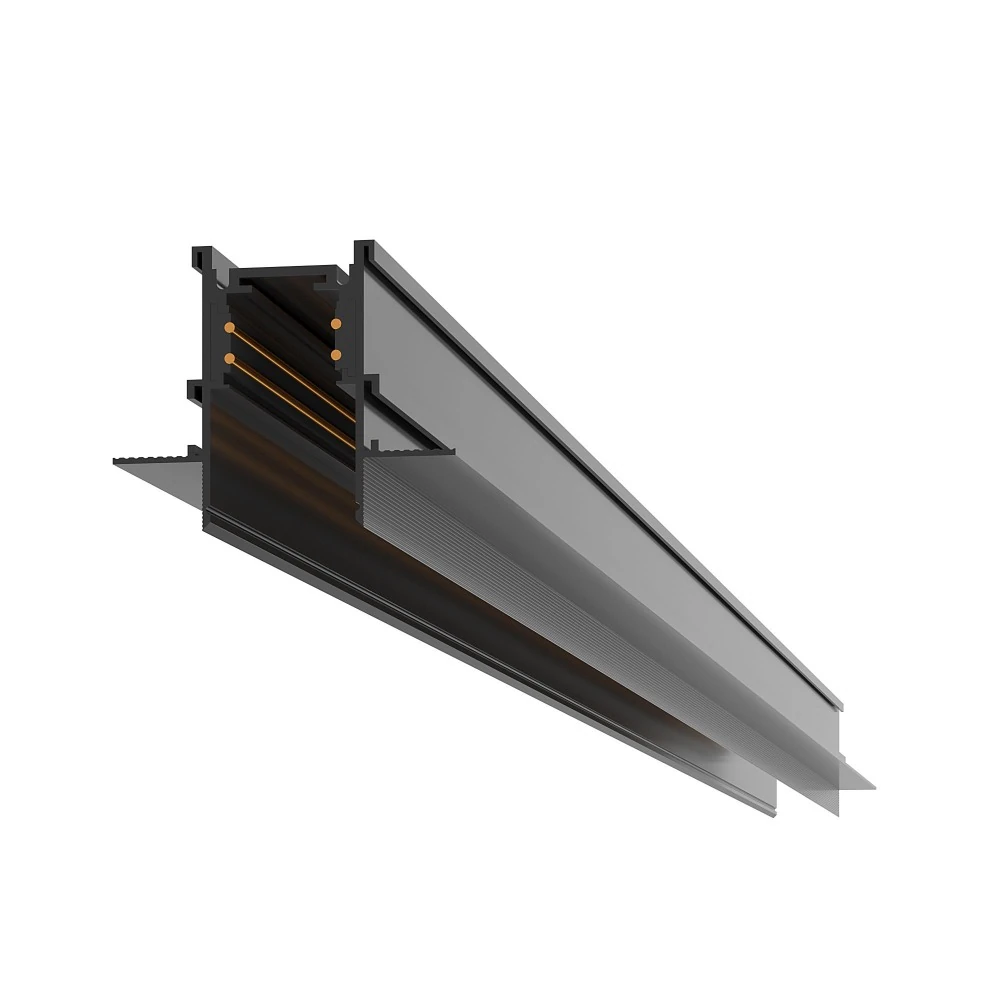 ST004.429.12 шинопровод магнитный встраиваемый под гкл 12мм st-luce черный длина 2 000мм