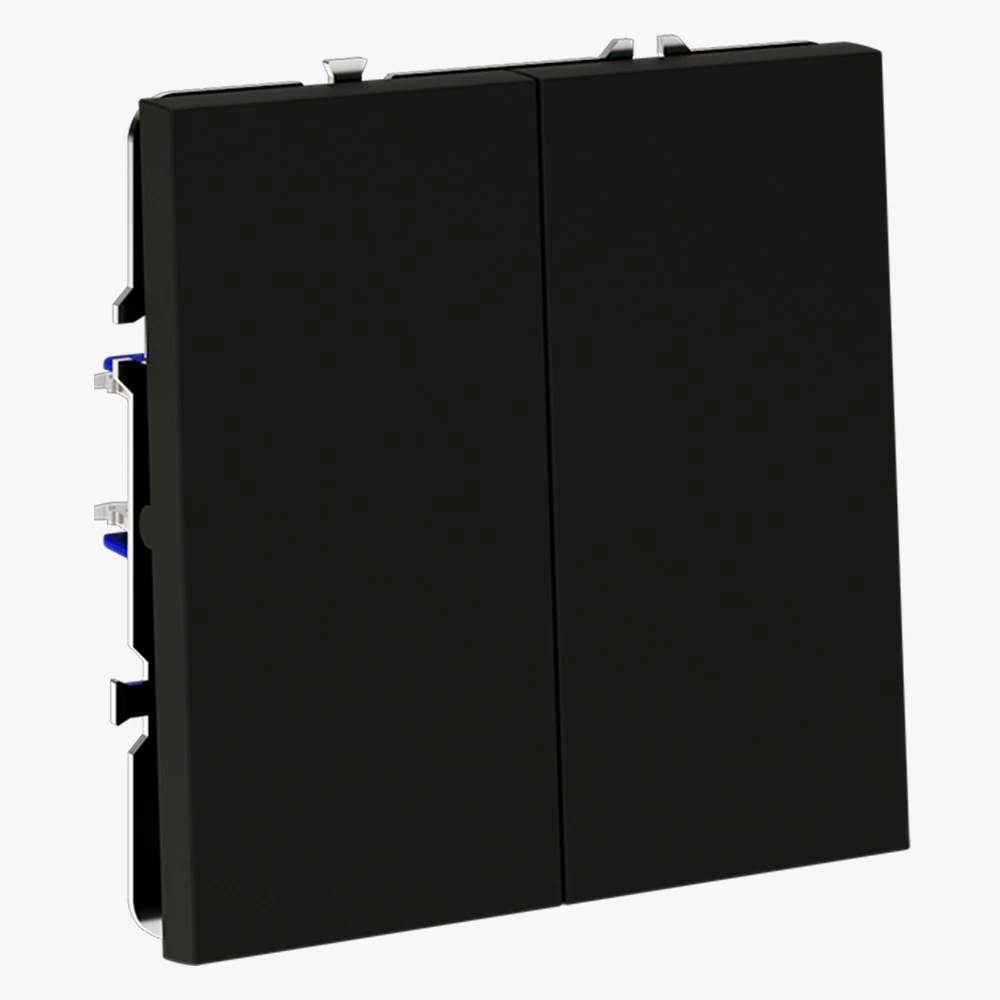 VLS020108 выключатель встраиваемый VOLTUM S70 двухклавишный 10а, (черный матовый)