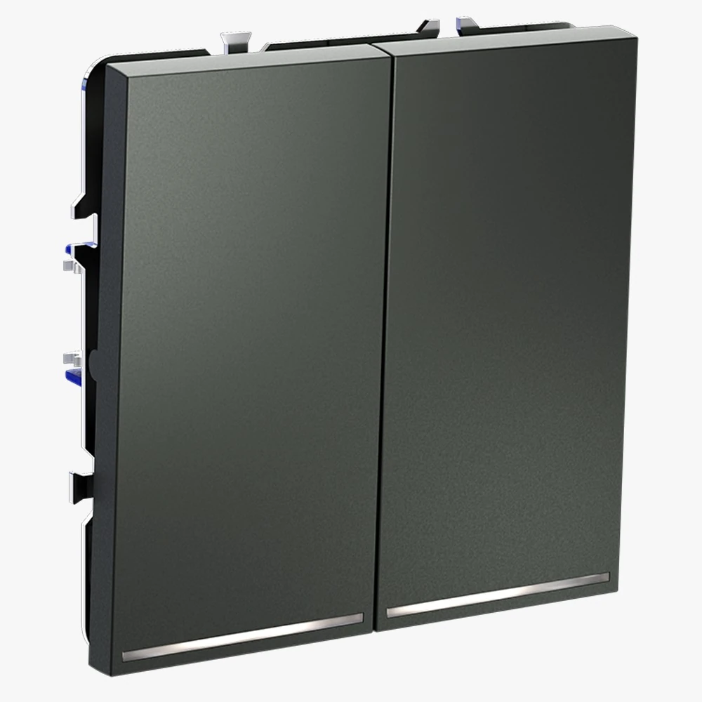 VLS020206 выключатель встраиваемый VOLTUM S70 двухклавишный с подсветкой 10а, (титан)