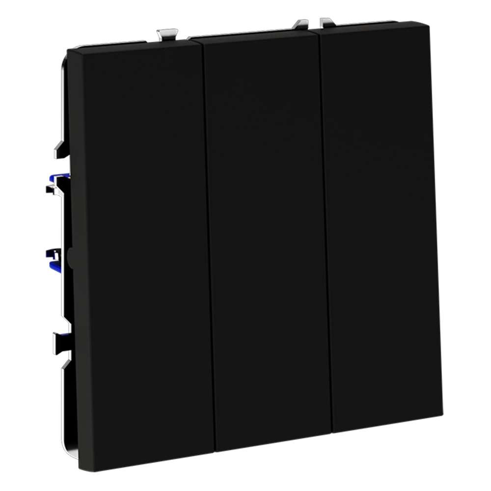 VLS030108 выключатель встраиваемый VOLTUM S70 трехклавишный 10а, (черный матовый)