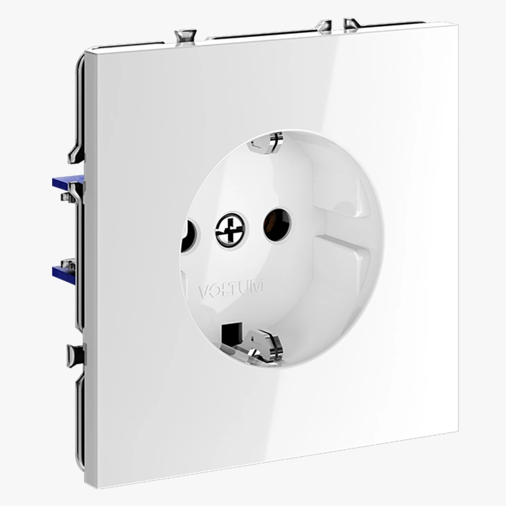 VLS040101 розетка встраиваемая VOLTUM s70с заземлением 16а, (белый глянцевый)