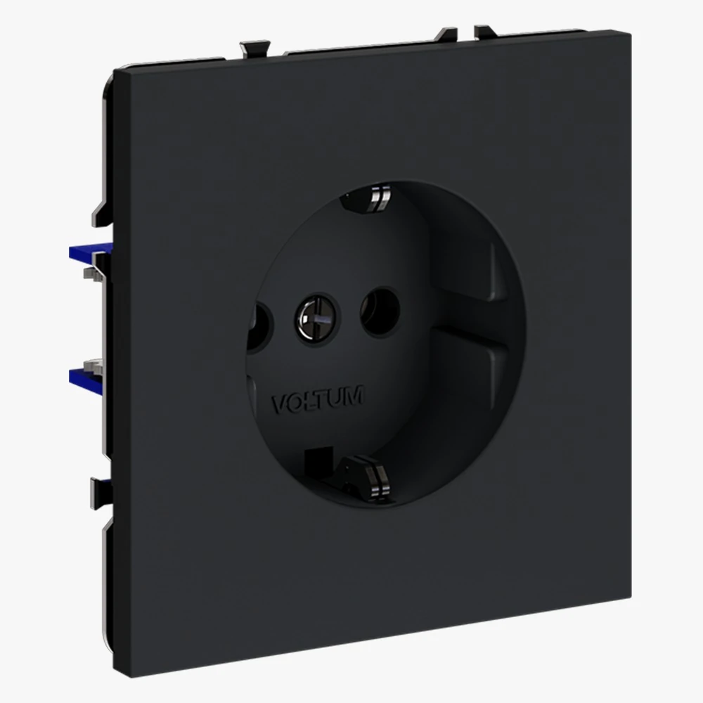 VLS040107 розетка встраиваемая VOLTUM s70с заземлением 16а, (графит)