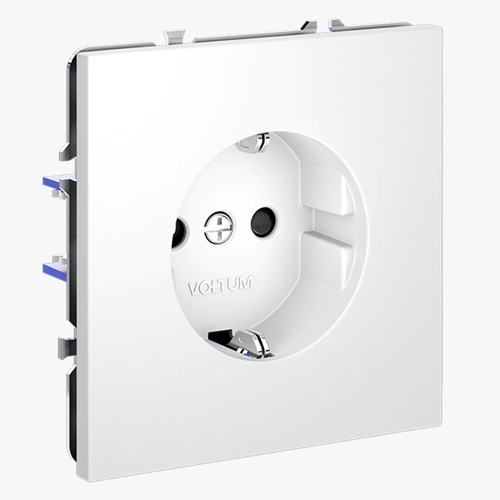 VLS040202 розетка встраиваемая VOLTUM s70с заземлением и защитными шторками, 16а, (белый матовый)