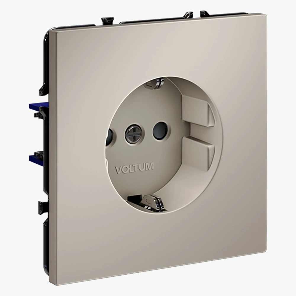 VLS040203 розетка встраиваемая VOLTUM s70с заземлением и защитными шторками, 16а, (кашемир)