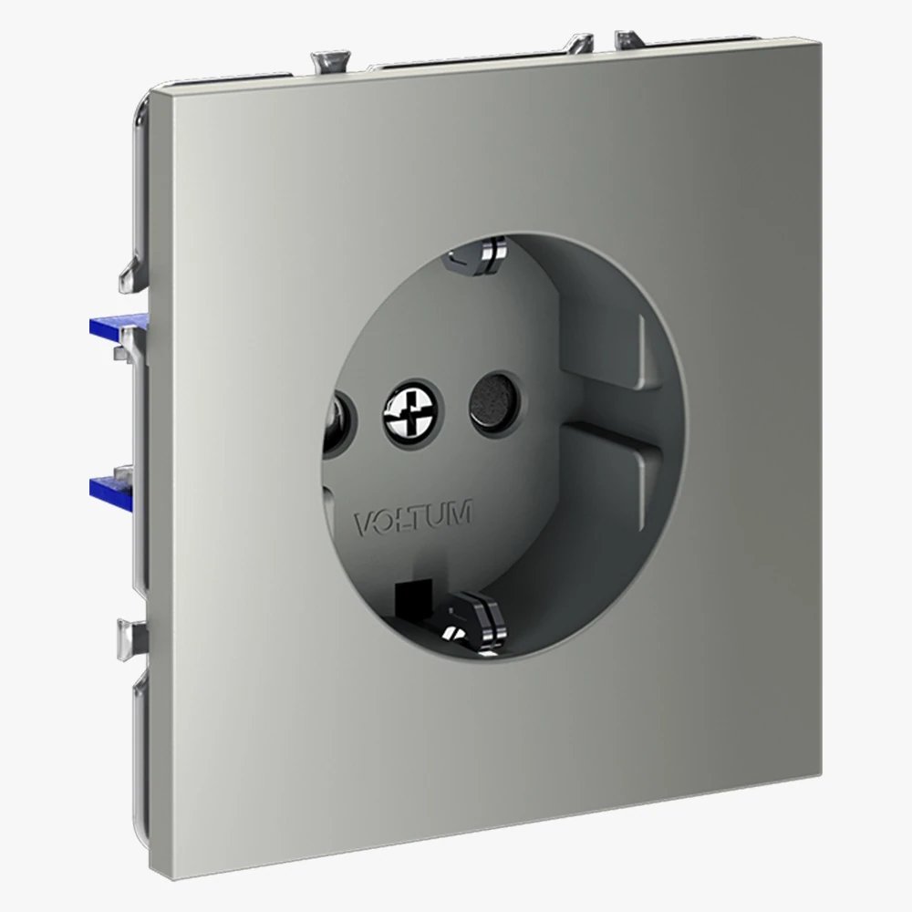 VLS040205 розетка встраиваемая VOLTUM s70с заземлением и защитными шторками, 16а, (сталь)