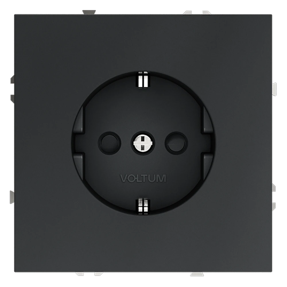 VLS040207 розетка встраиваемая VOLTUM s70с заземлением и защитными шторками, 16а, (графит)