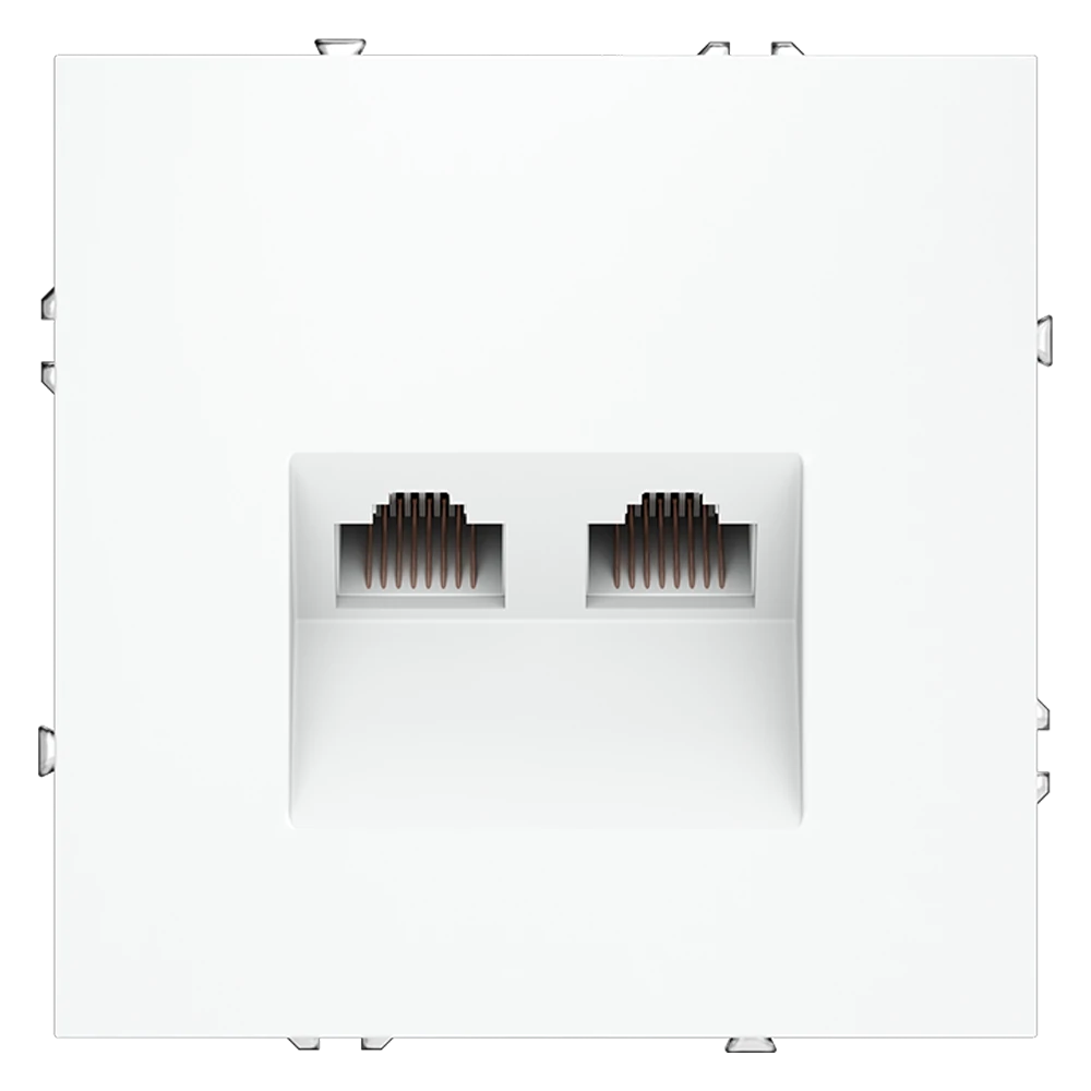 VLS060202 розетка компьютерная встраиваемая VOLTUM S70 двойная RJ45+RJ45 кат.6, (белый матовый)