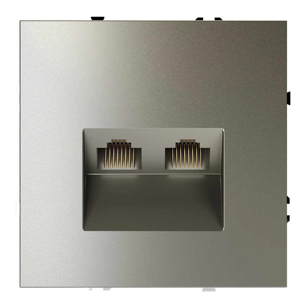 VLS060204 розетка компьютерная встраиваемая VOLTUM S70 двойная RJ45+RJ45 кат.6, (шелк)