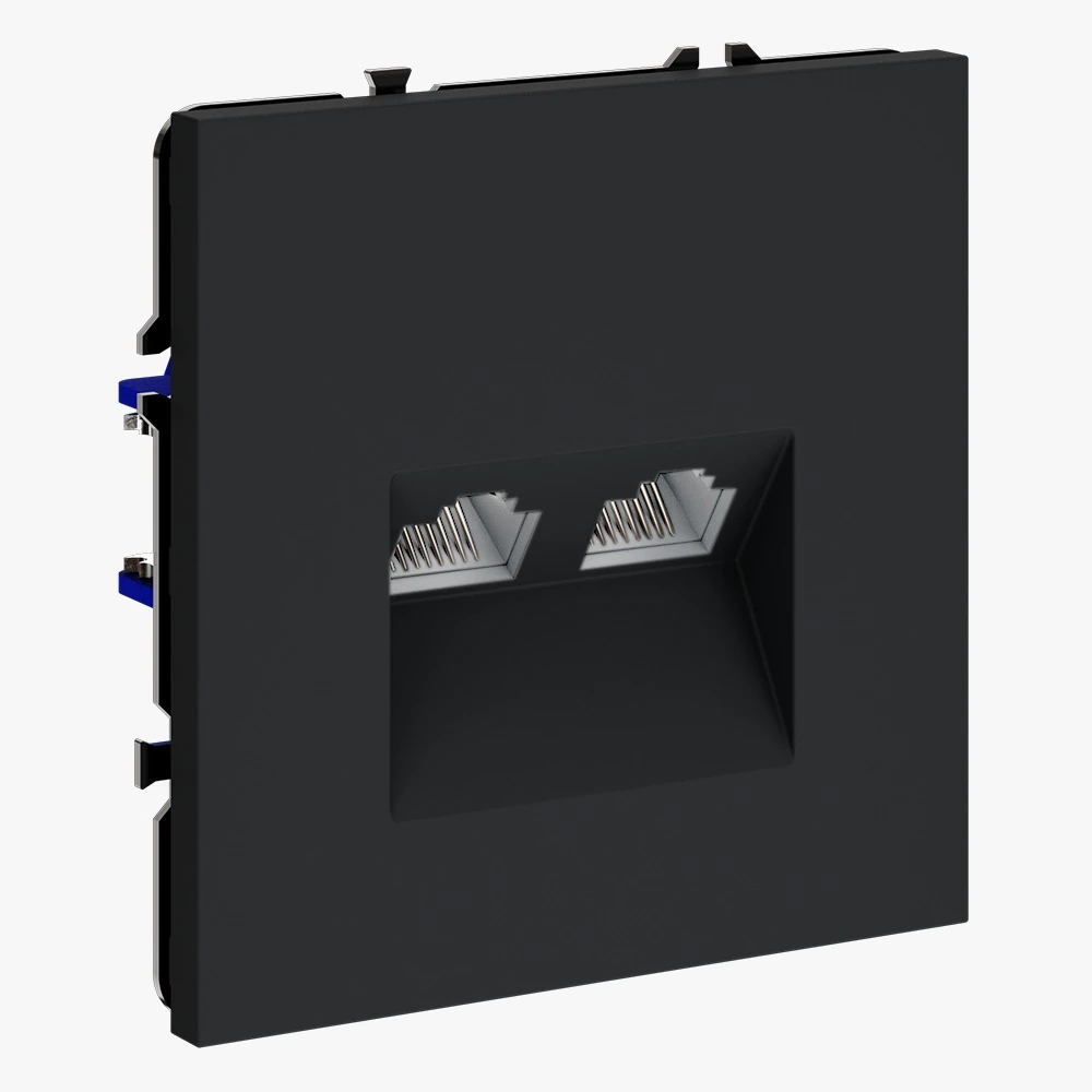 VLS060207 розетка компьютерная встраиваемая VOLTUM S70 двойная RJ45+RJ45 кат.6, (графит)