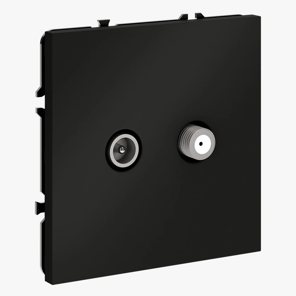 VLS060408 розетка телевизионнная встраиваемая VOLTUM S70 оконечная tv+sat, (черный матовый)