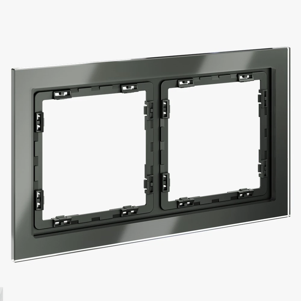 VLS110206 рамка стеклянная VOLTUM S70 на 2 поста, (титан, стекло)