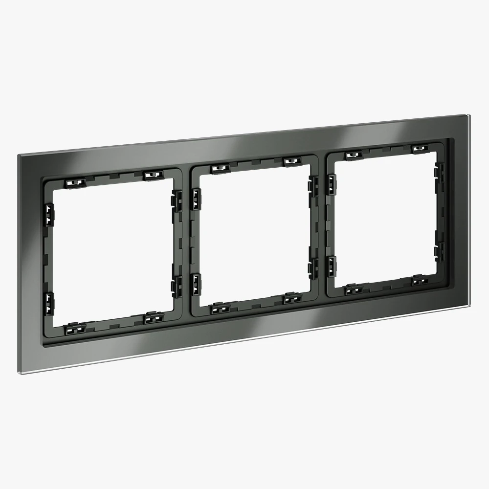 VLS110306 рамка стеклянная VOLTUM S70 на 3 поста, (титан, стекло)